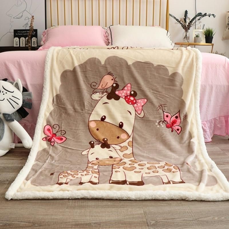 Giraffe Butterfly Sherpa Fleece Blanket