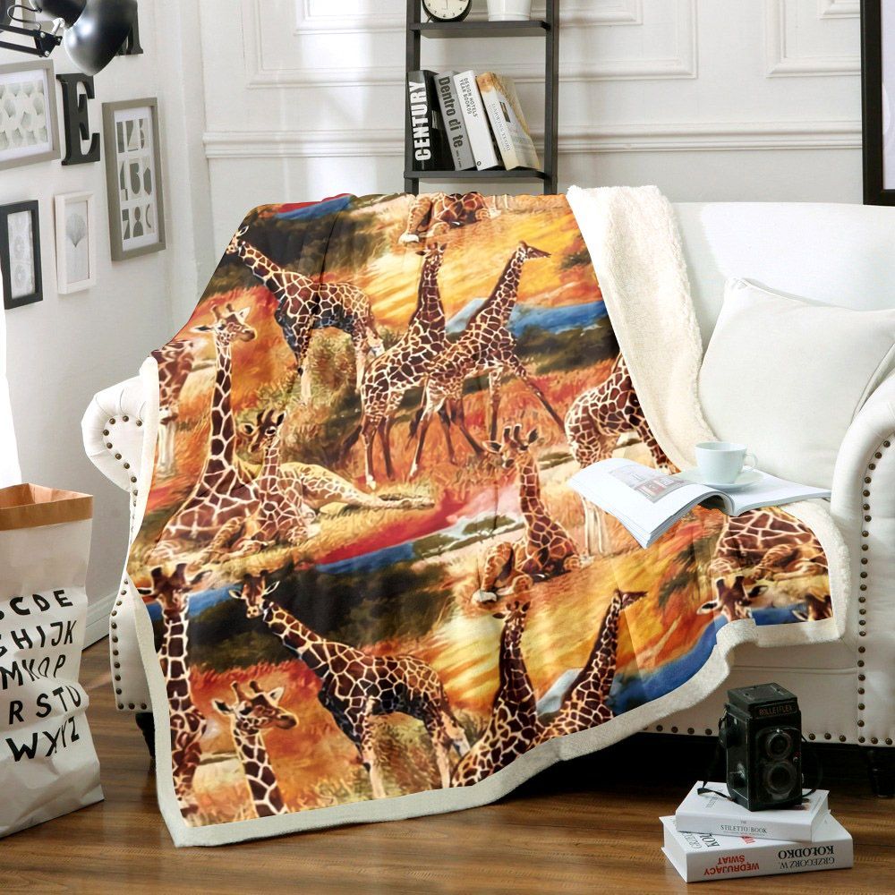 Giraffe Sherpa Fleece Blanket