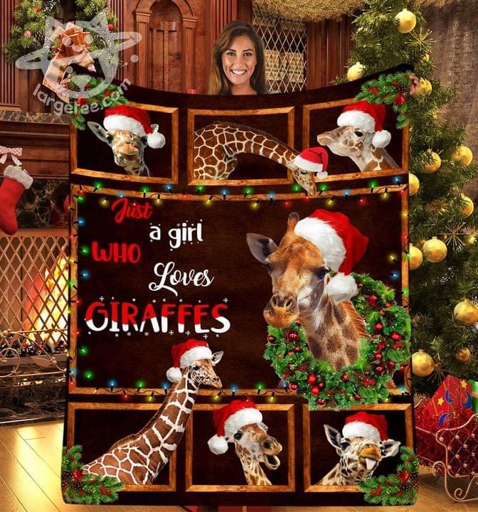 Giraffe Christmas Fleece Blanket