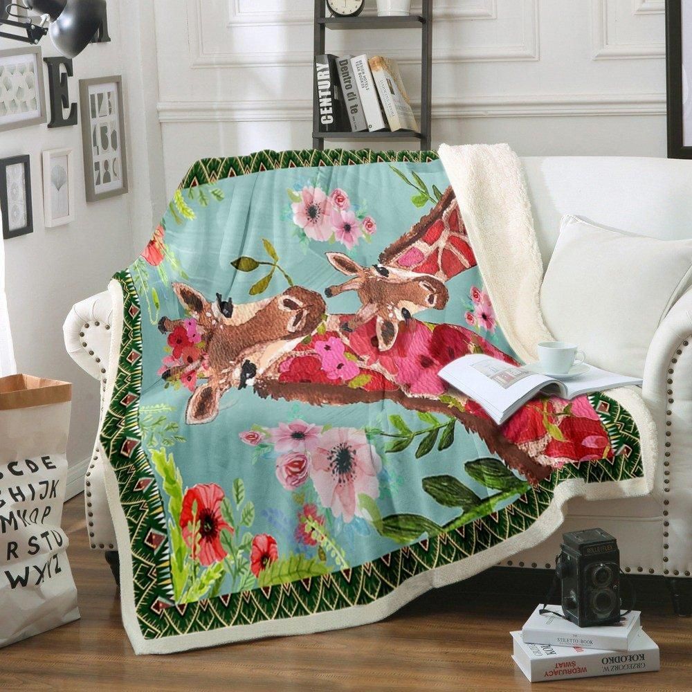 Giraffe Sherpa Fleece Blanket