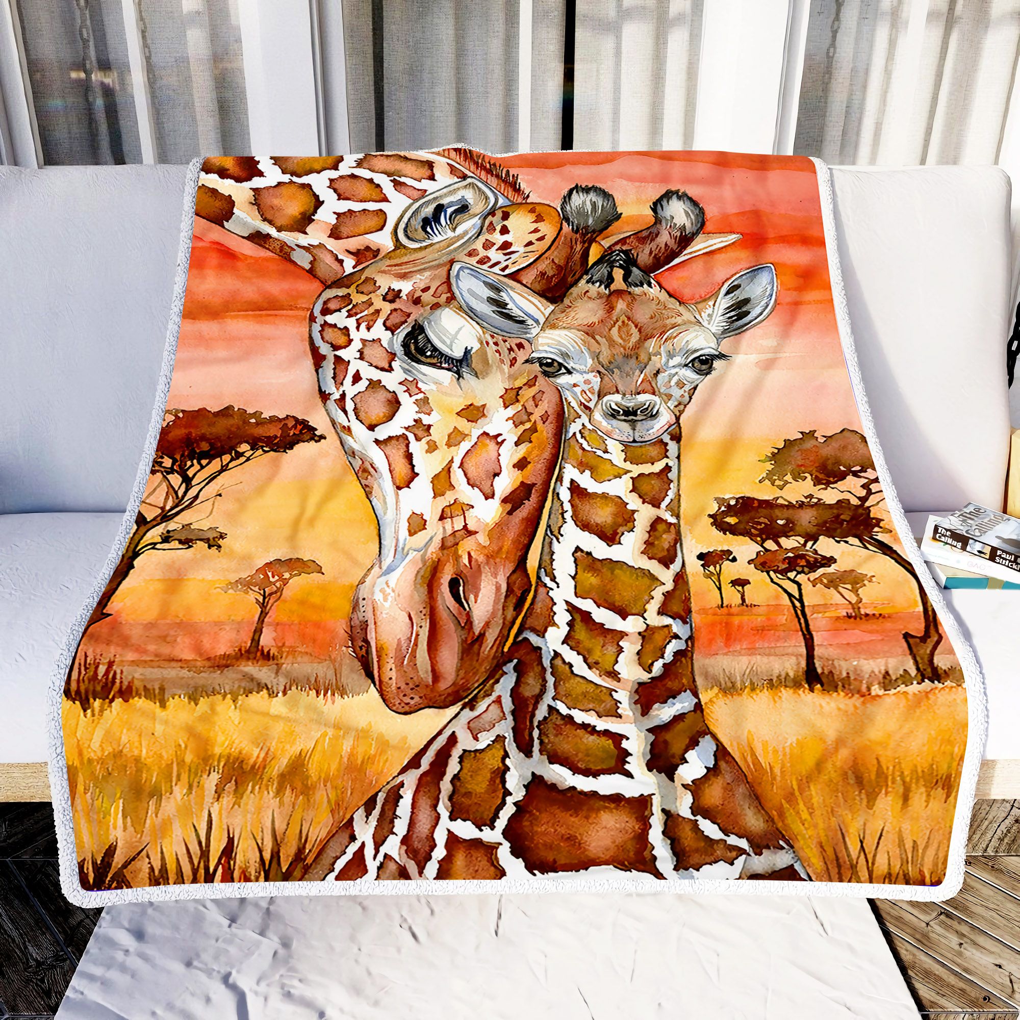 Giraffe Couple Fleece Blanket