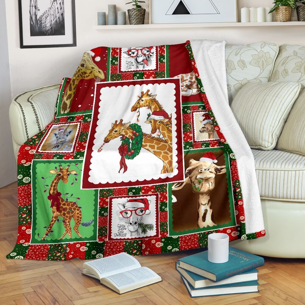 Giraffe Cute Christmas Sherpa Fleece Blanket