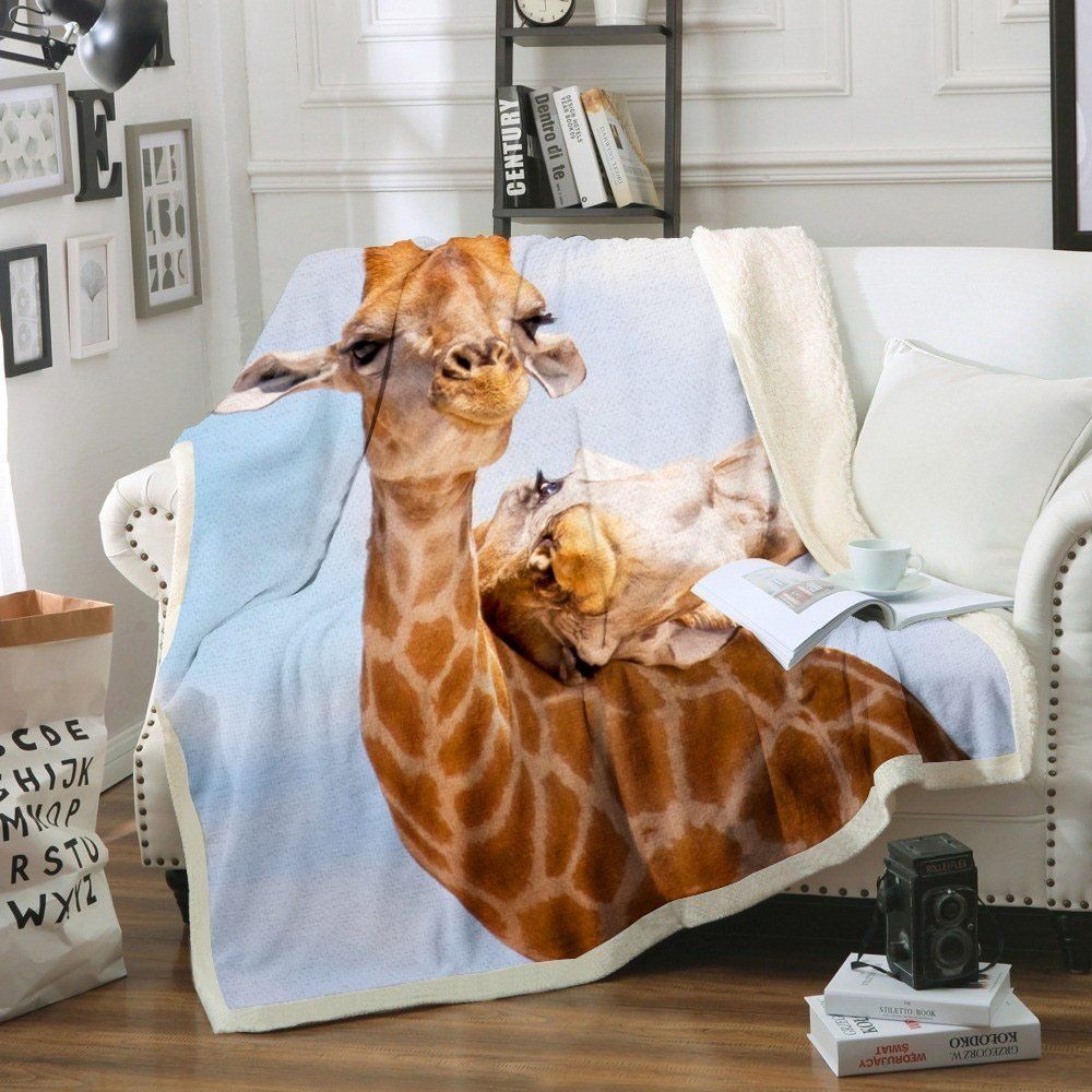 Giraffe Sherpa Fleece Blanket