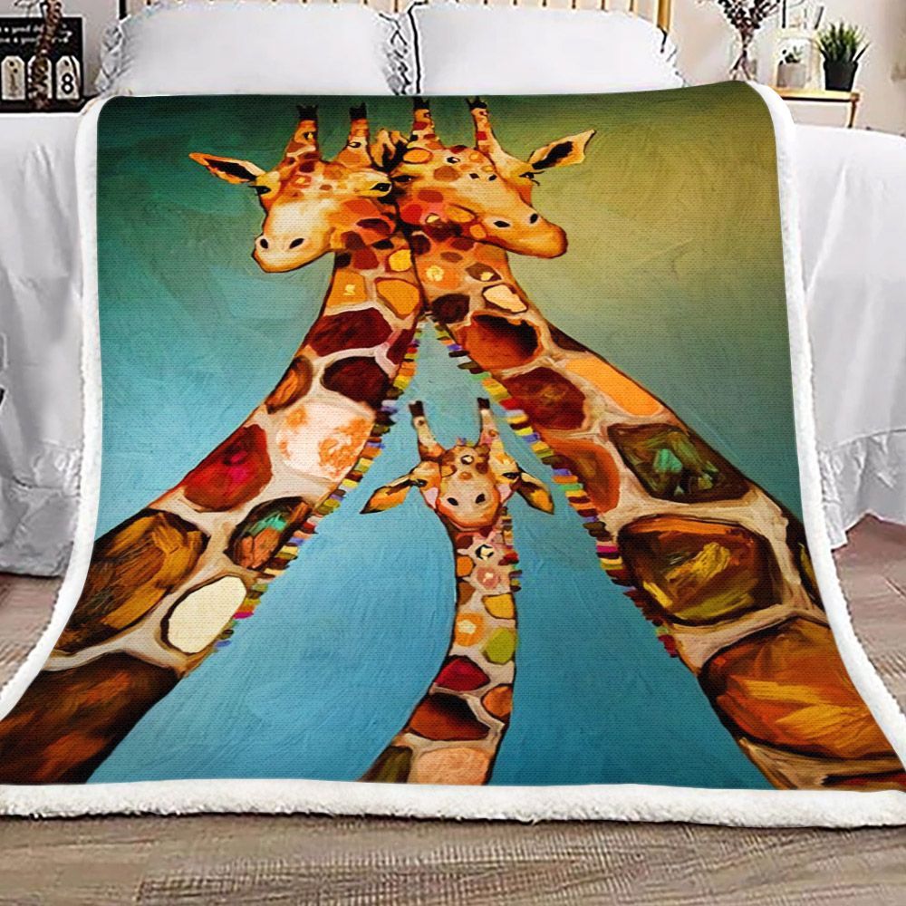 Giraffe Family Sherpa Fleece Blanket