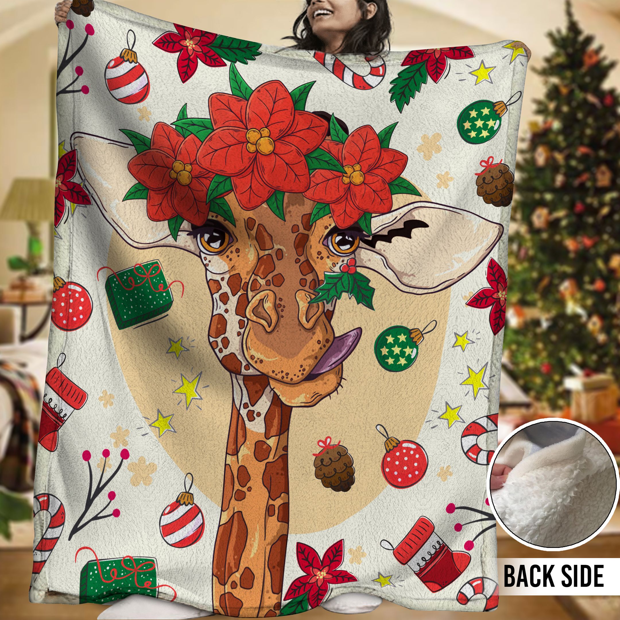 Giraffe Sherpa Fleece Blanket