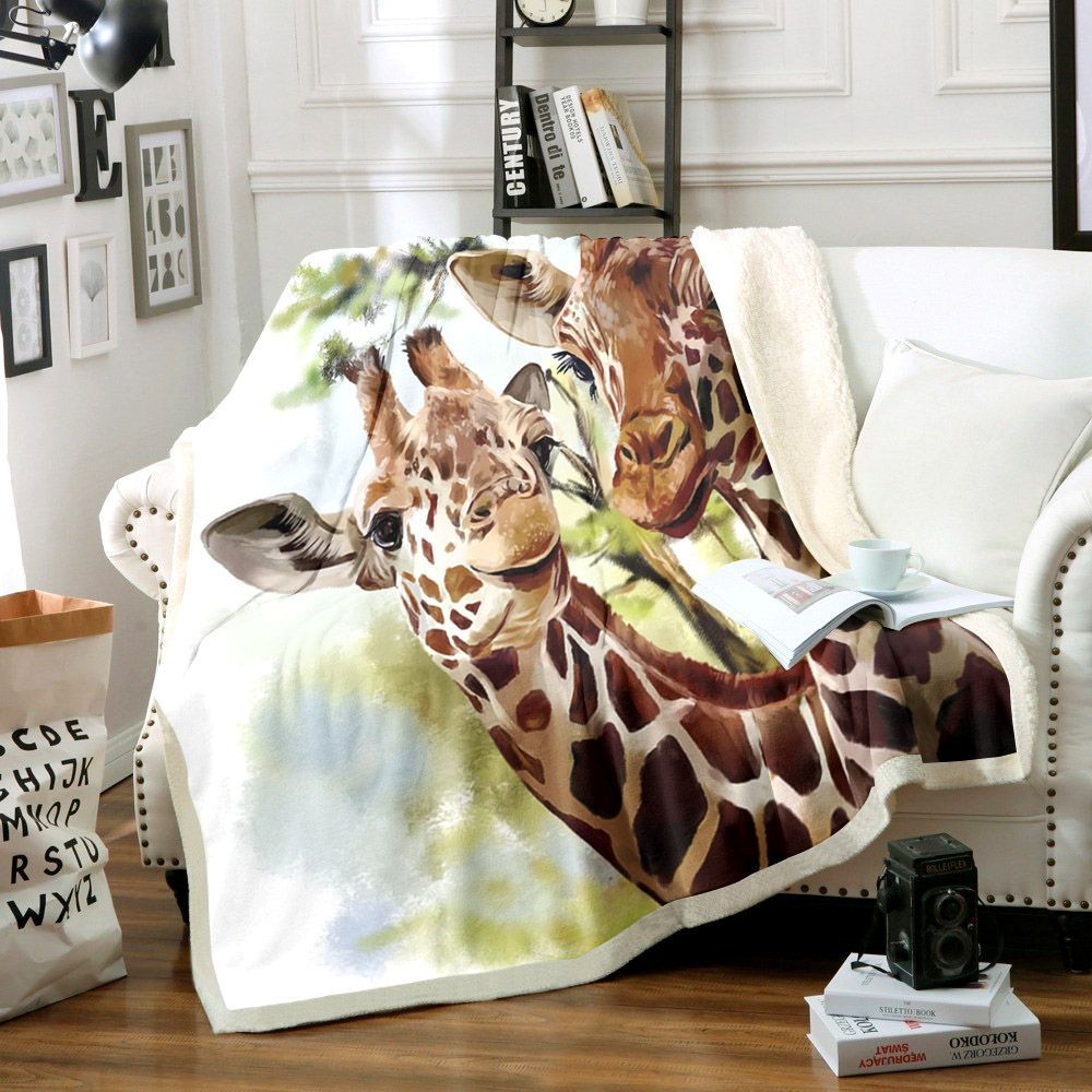 Giraffe Sherpa Fleece Blanket