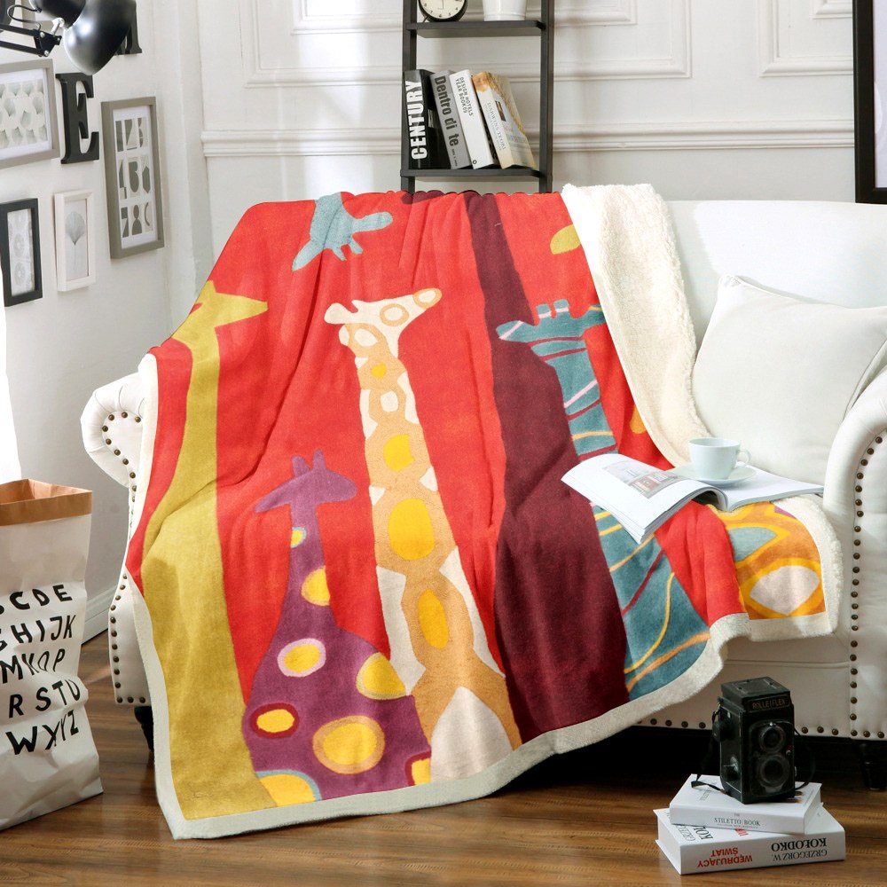 Giraffe Sherpa Fleece Blanket