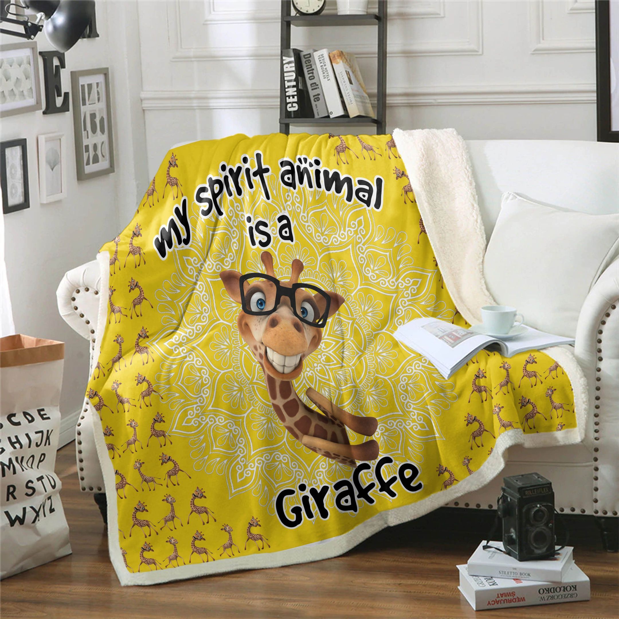 Giraffe Is My Spirit Animal Sherpa Fleece Blanket