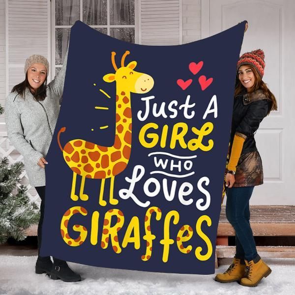 Giraffe Just A Girl Sherpa Fleece Blanket