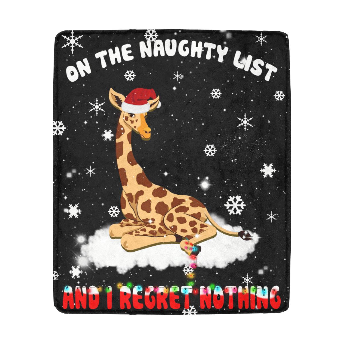 Giraffe Lvoe On The Naughty List Sherpa Fleece Blanket