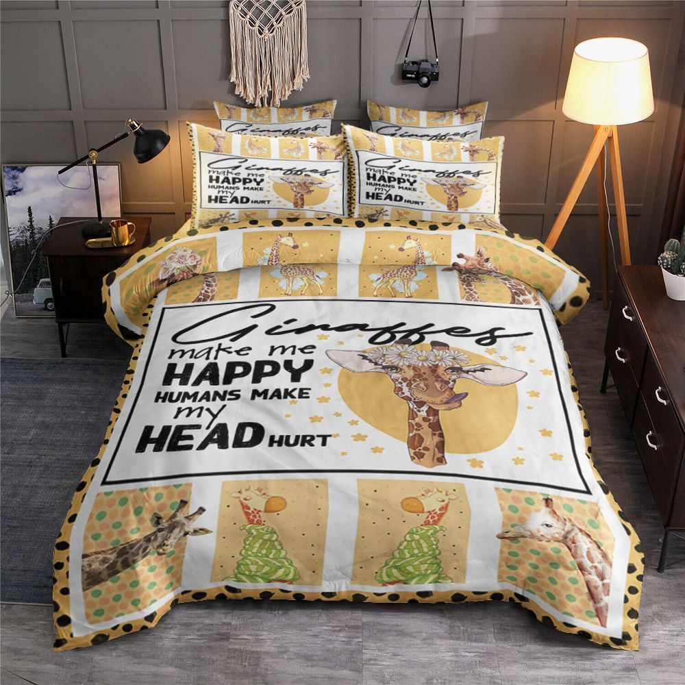 Giraffe Makes Me Happy Bedding Set