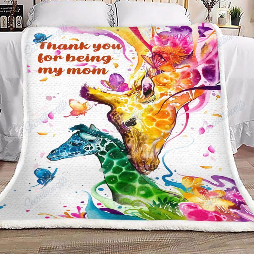Giraffe Mom Colorful Fleece Blanket