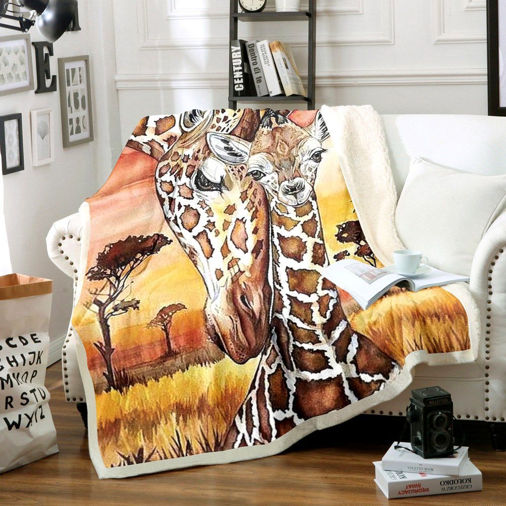 Giraffe Sherpa Fleece Blanket