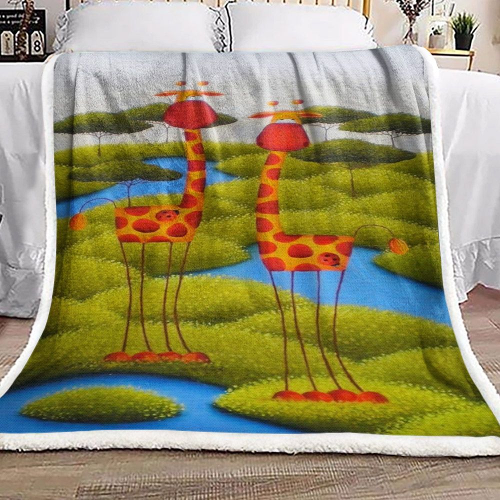 Giraffe Sherpa Fleece Blanket