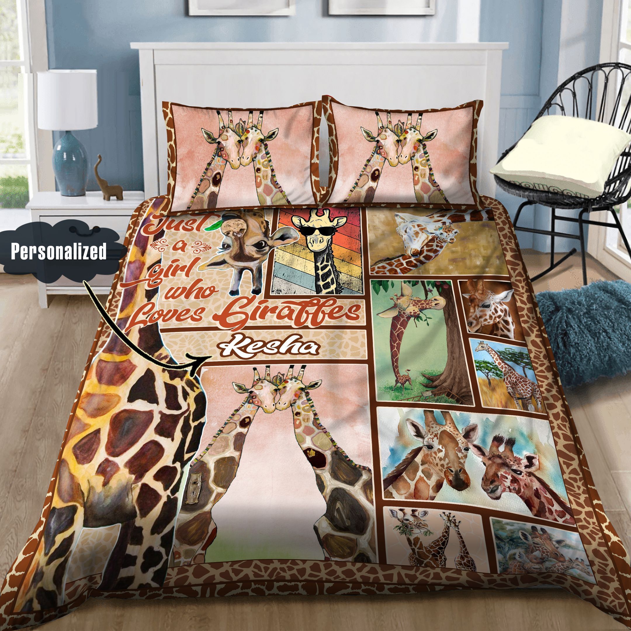 Giraffe Personalized Bedding Set
