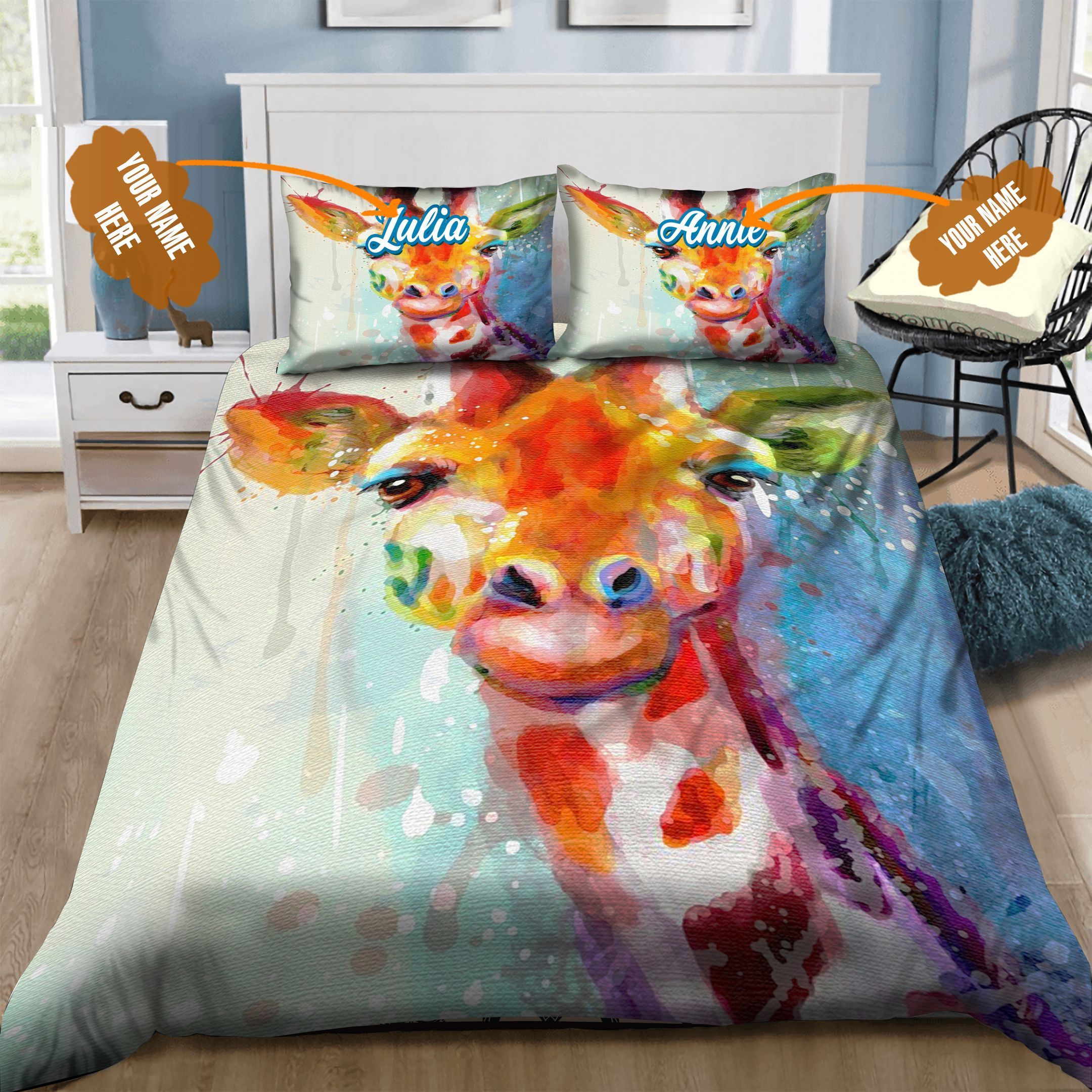 Giraffe Personalized Bedding Set