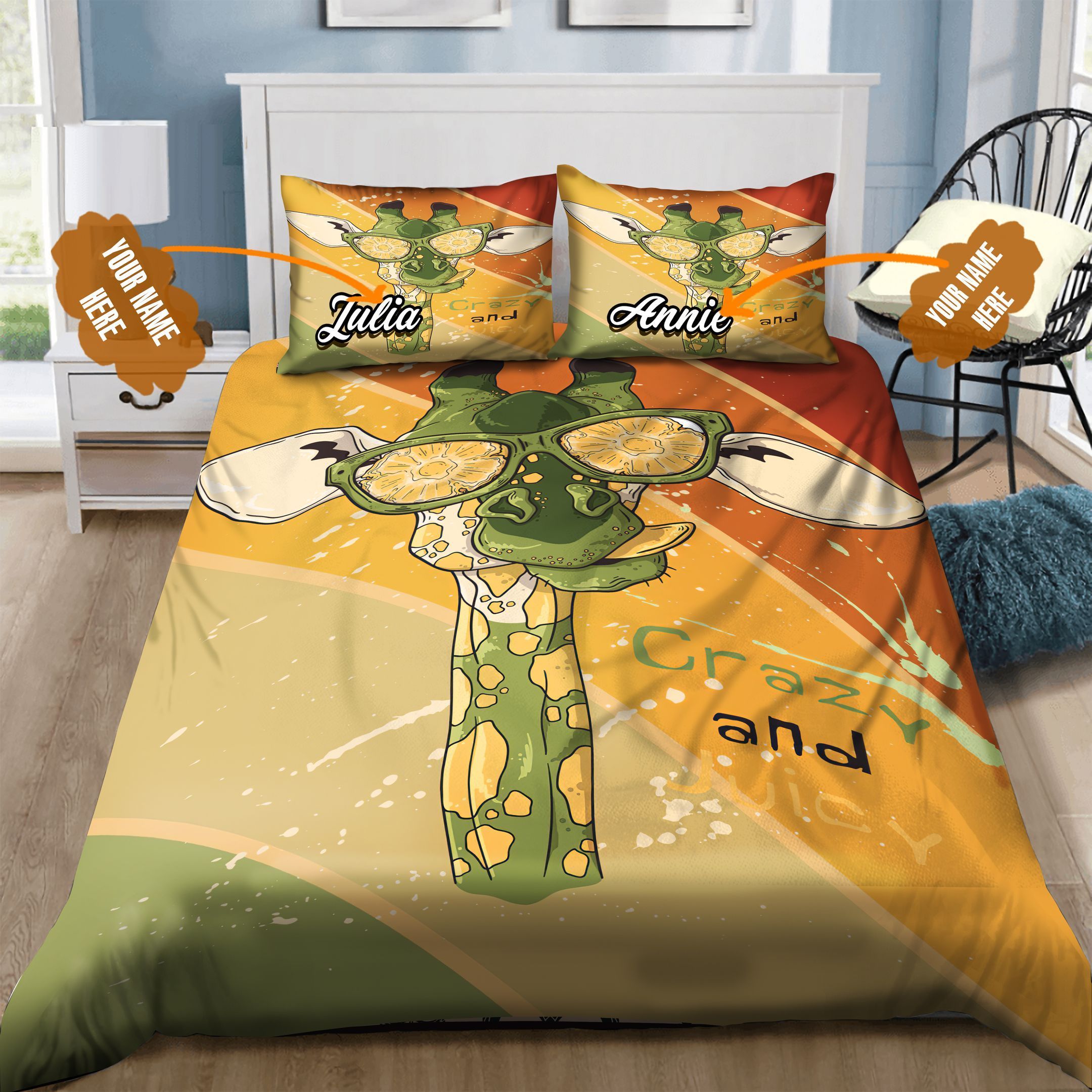 Giraffe Personalized Bedding Set