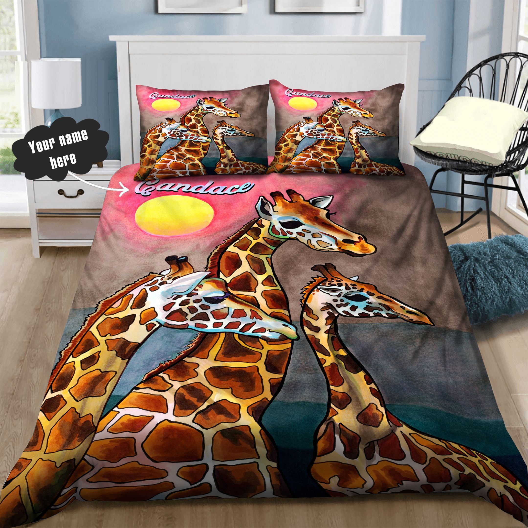 Giraffe Personalized Bedding Set