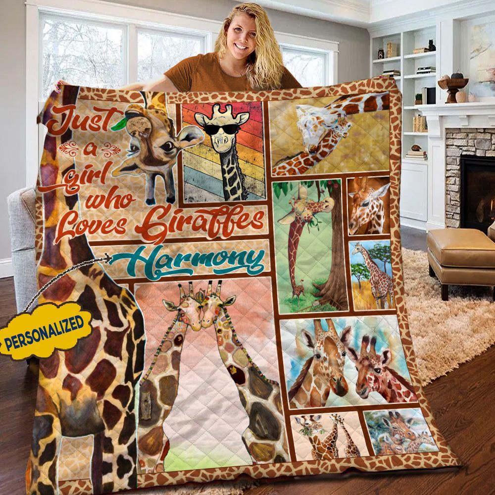 Giraffe Personalized Quilt Blanket HHH100610TN