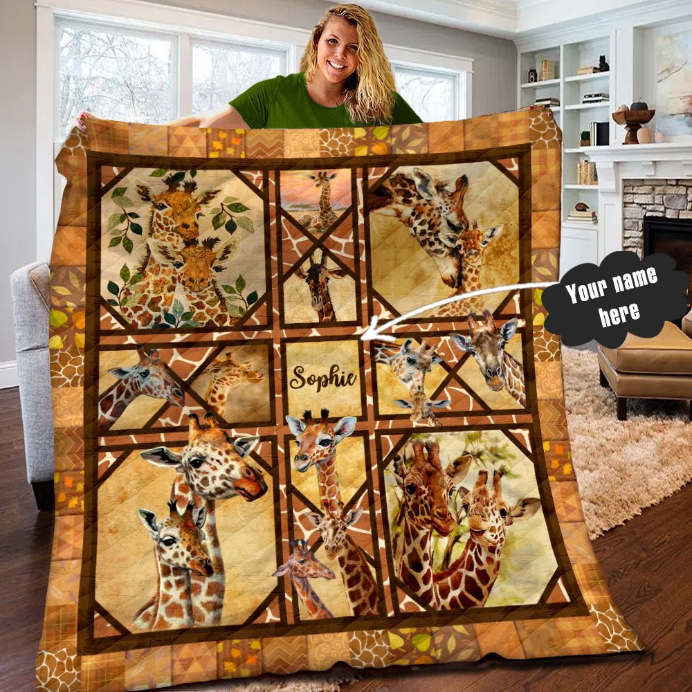Giraffe Personalized Quilt Blanket LML010604DT