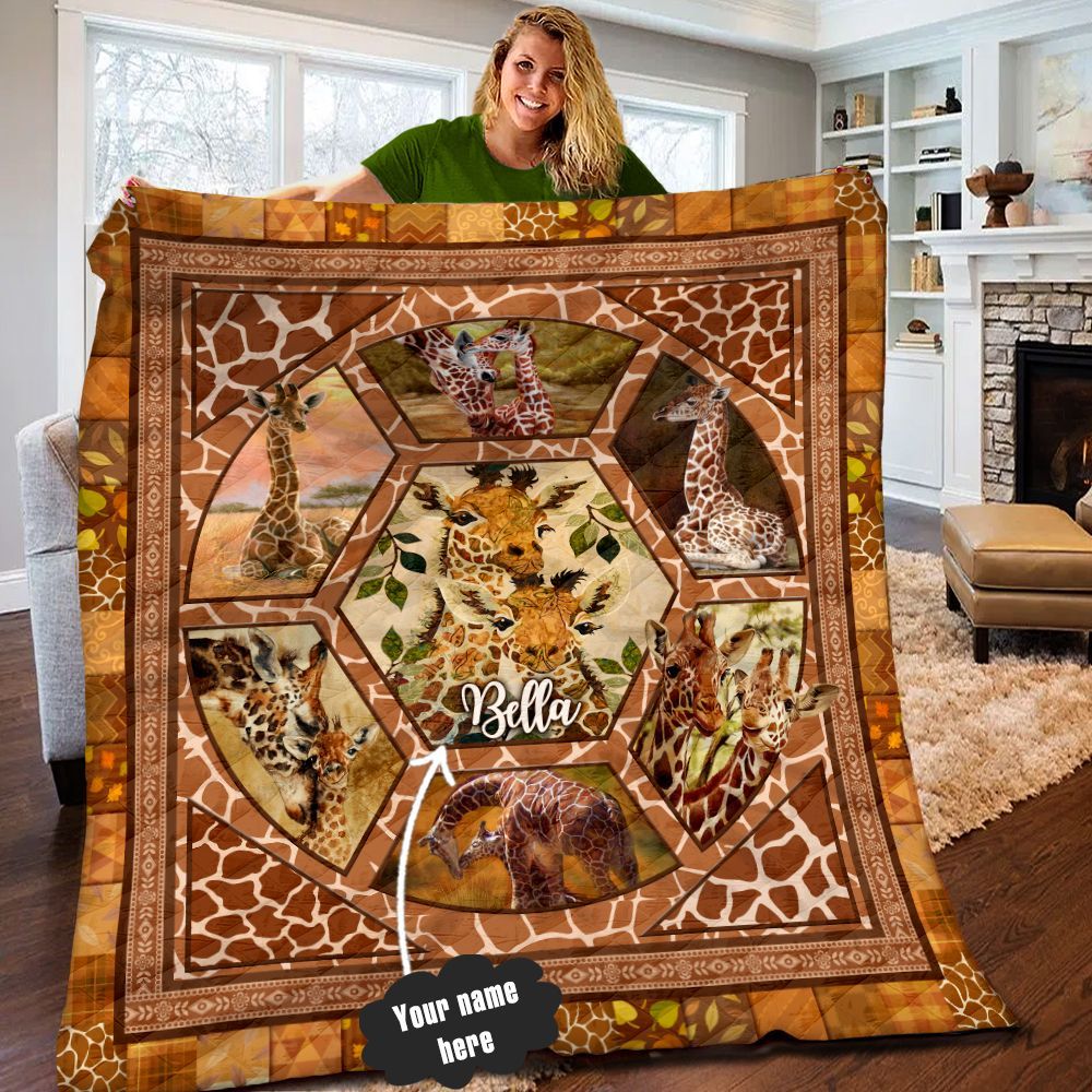 Giraffe Personalized Quilt Blanket LML080605DT