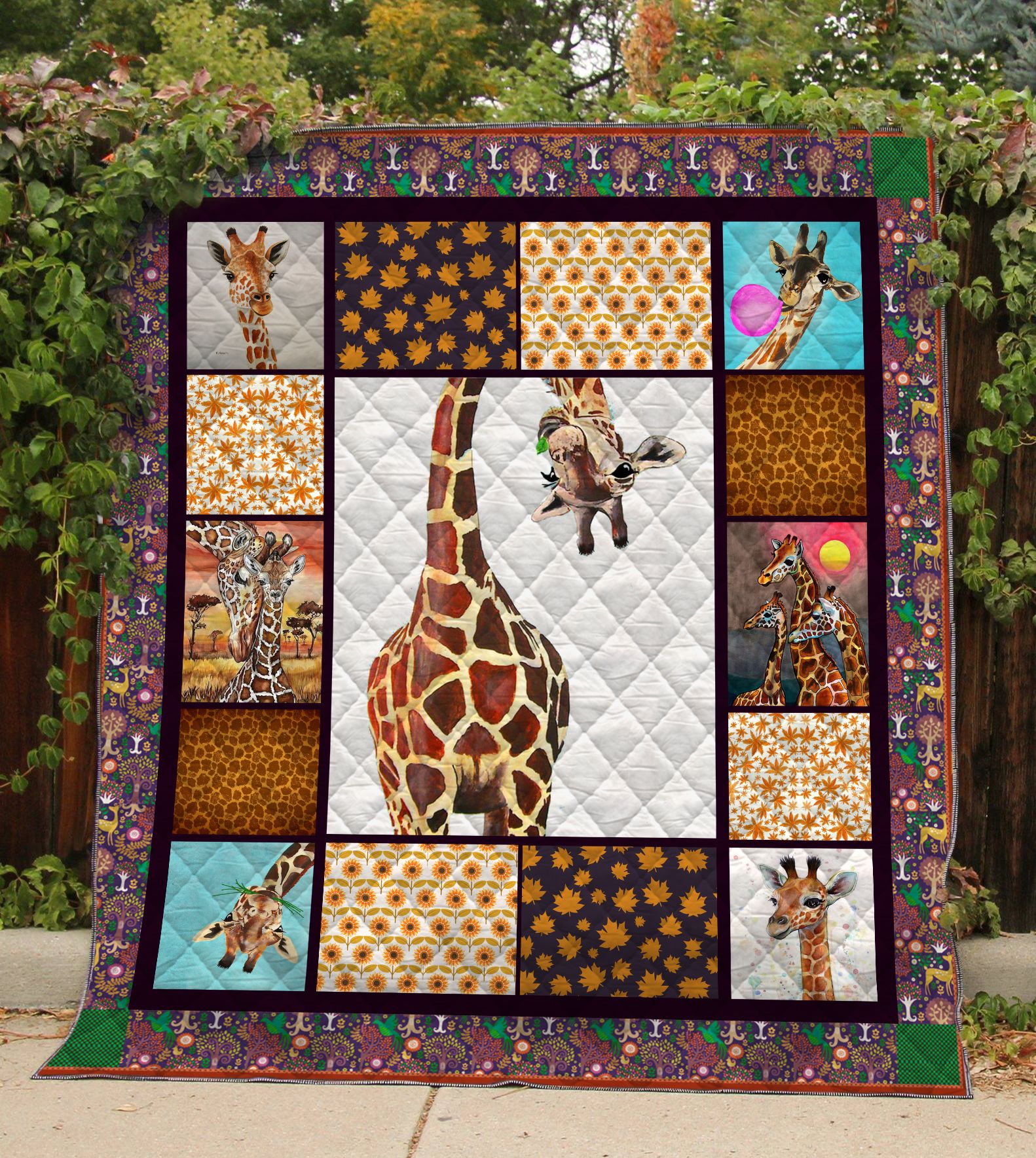 Giraffe Printed Quilt Blanket DHC1501557VT