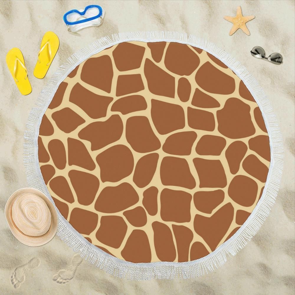 Giraffe Texture Printed Round Beach Towel