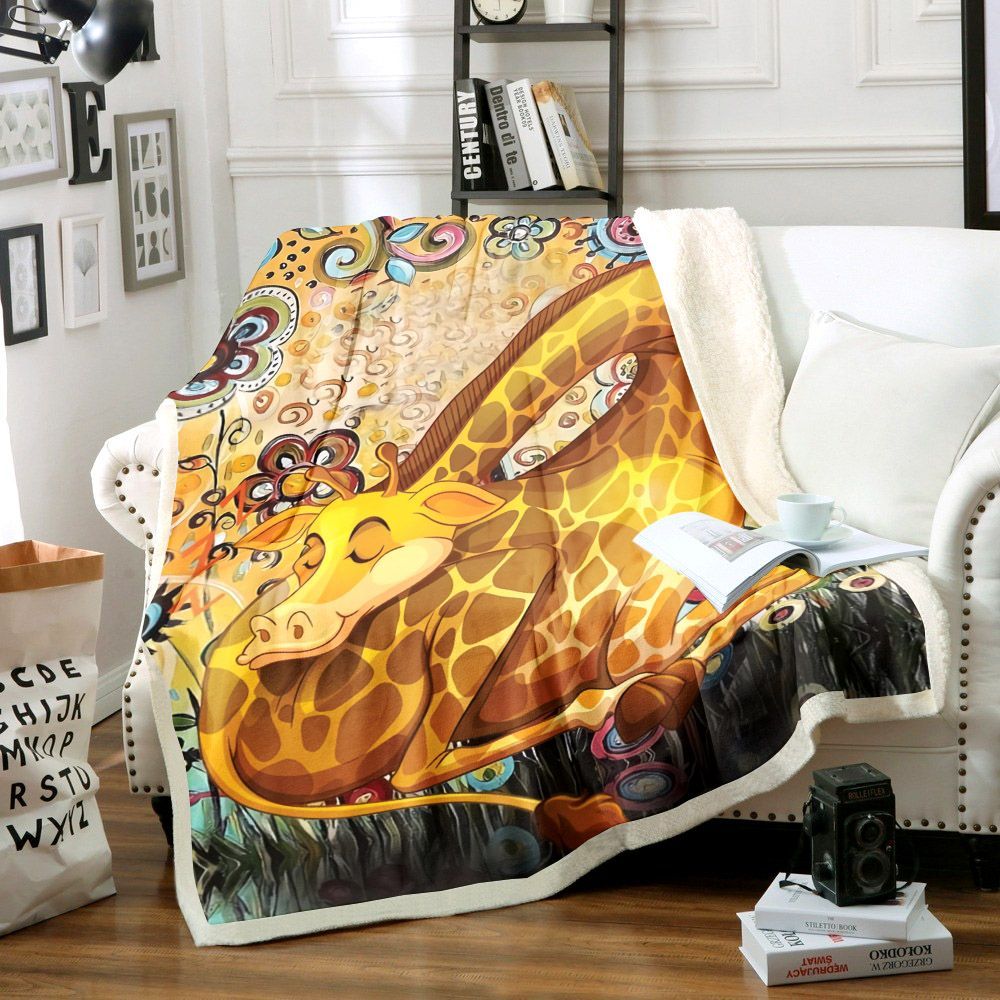 Giraffe Sherpa Fleece Blanket