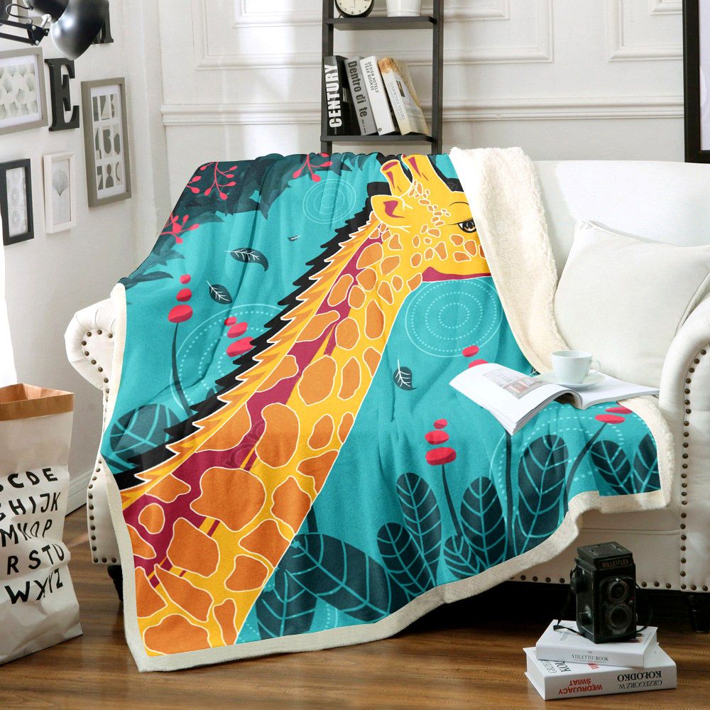 Giraffe Sherpa Fleece Blanket