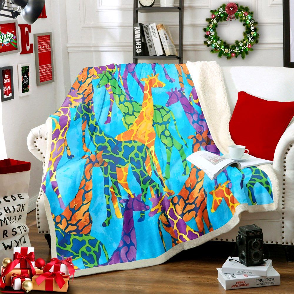 Giraffe Sherpa Fleece Blanket