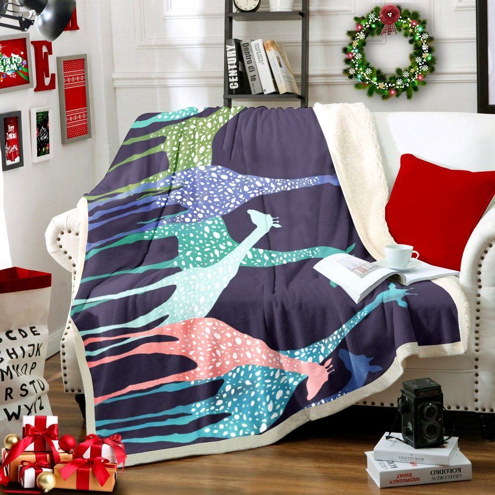 Giraffe Sherpa Fleece Blanket