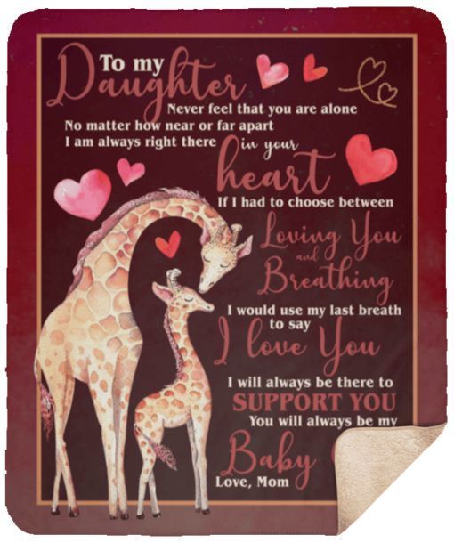 Giraffe To My Daughter Sherpa Fleece Blanket