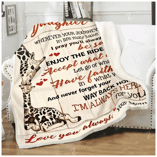 Giraffe To My Daughter Sherpa Fleece Blanket