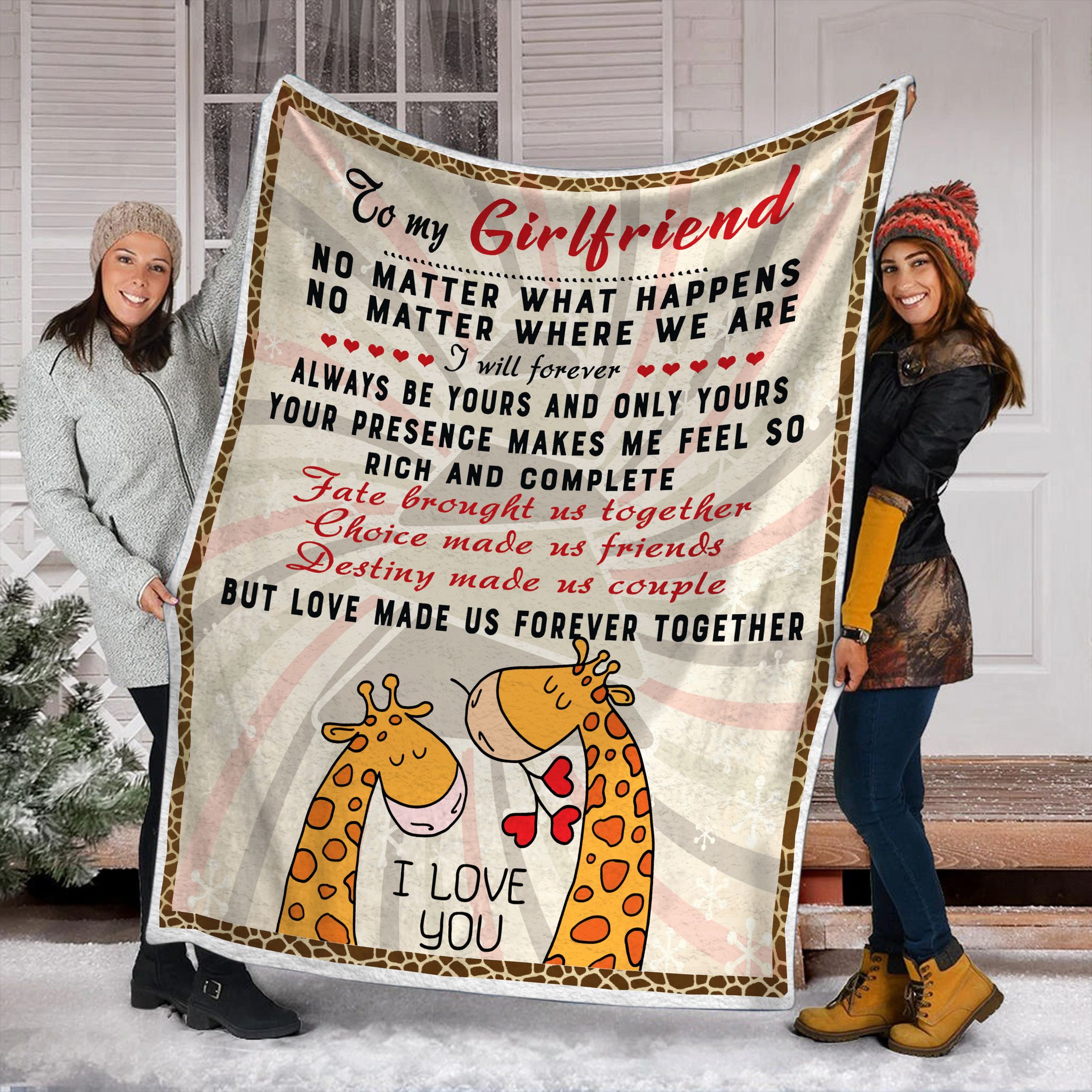 Giraffe To My Girl Friend Fleece Blanket