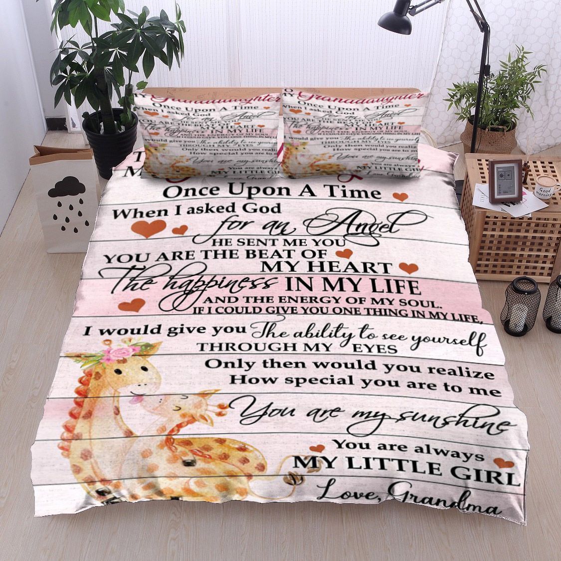 Giraffe To My Granddaughter Love Grandma Bedding Set