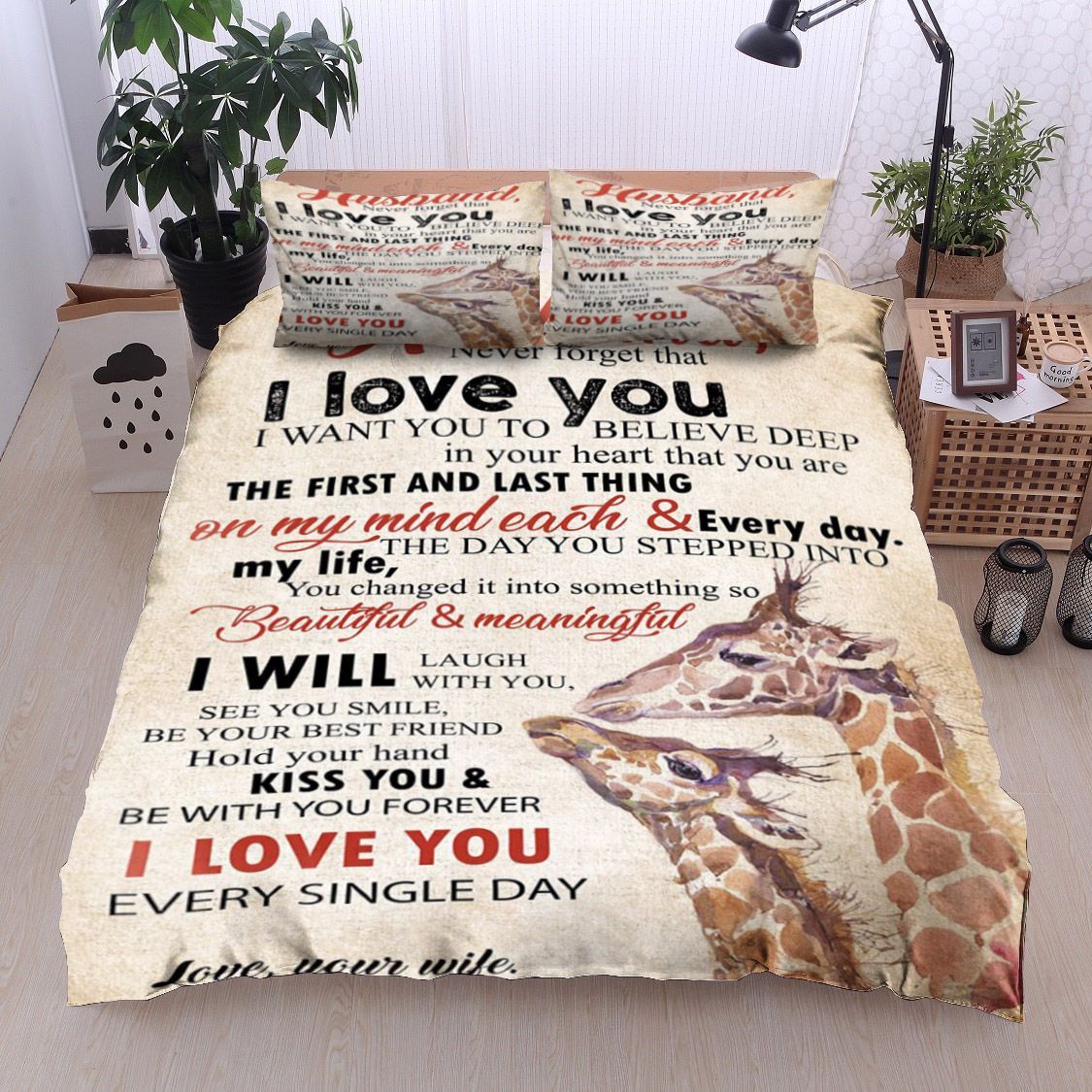 Giraffe To My Husband Bedding Set