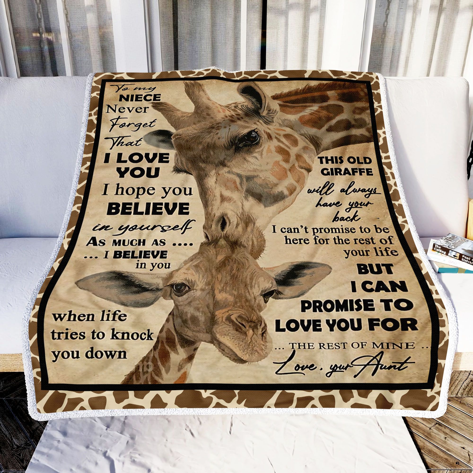 Giraffe To My Niece I Love You Love Your Aunt Fleece Blanket