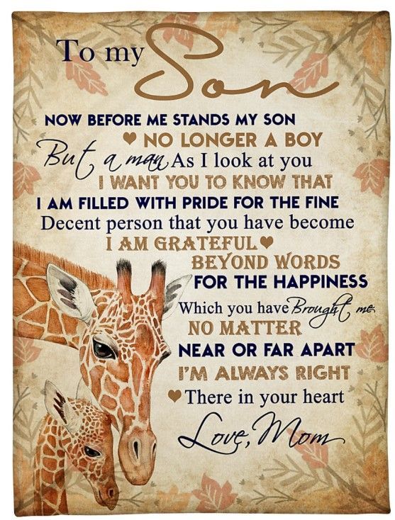 Giraffe To My Son Im Always Right There In Your Heart Sherpa Fleece Blanket