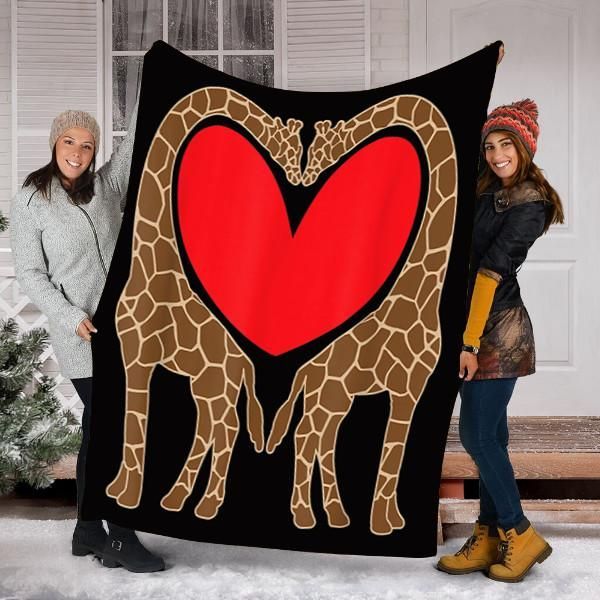 Giraffe Valentine Sherpa Fleece Blanket