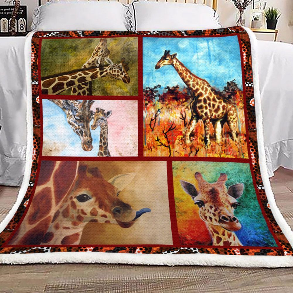 Giraffe Sherpa Fleece Blanket