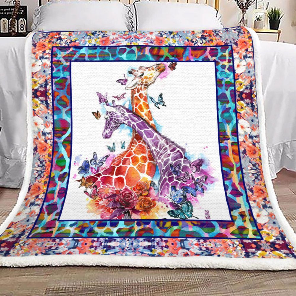 Giraffe Sherpa Fleece Blanket