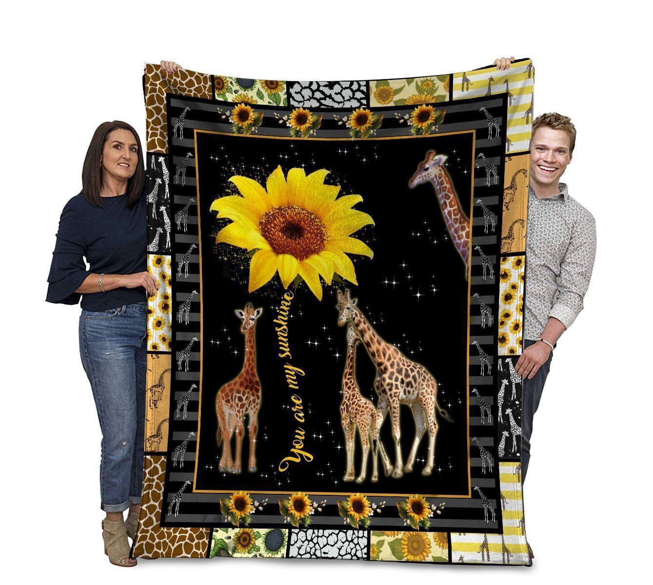 Giraffe You Are My Sunshine Sunflower Soft Fleece Blanket