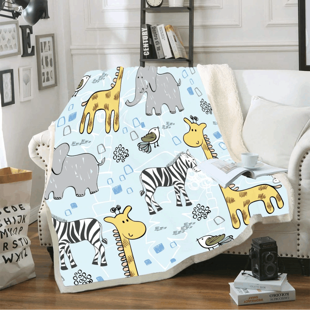 Giraffe Zebra Series Sherpa Fleece Blanket