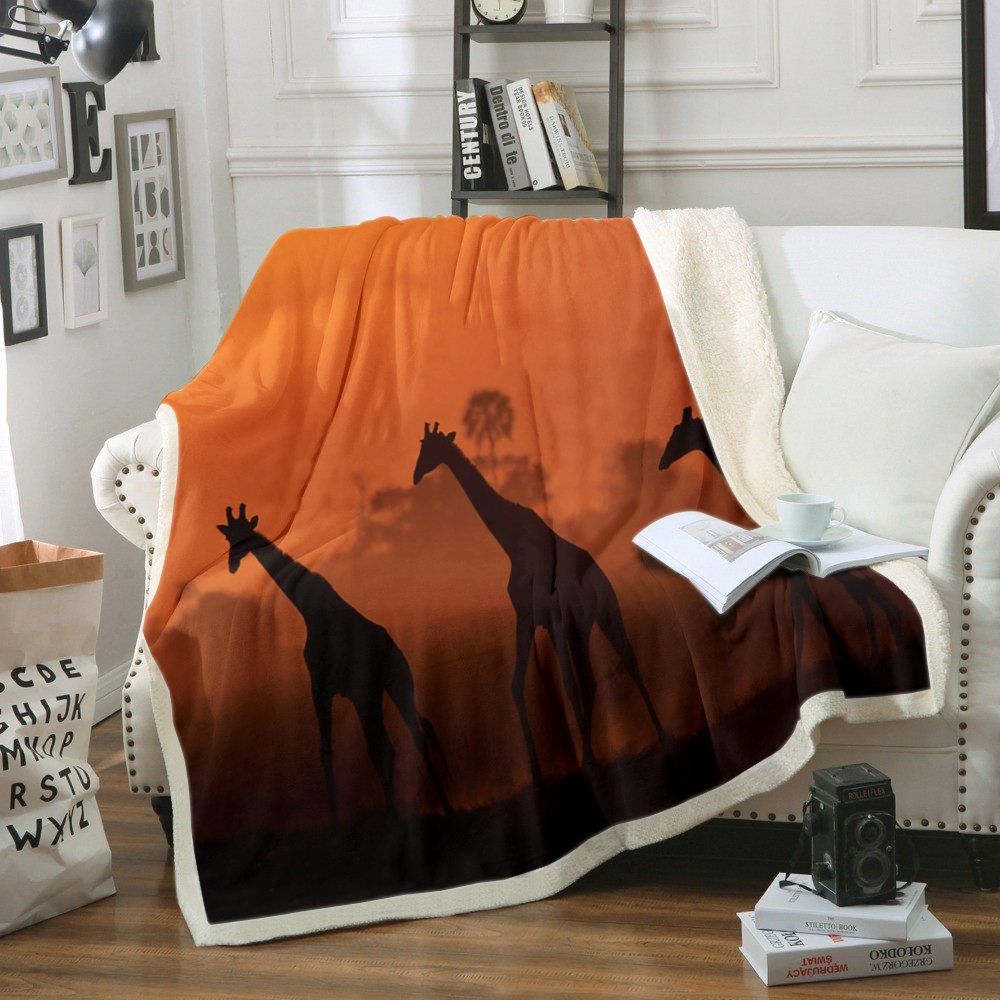 Giraffes At Twilight Africa Sherpa Fleece