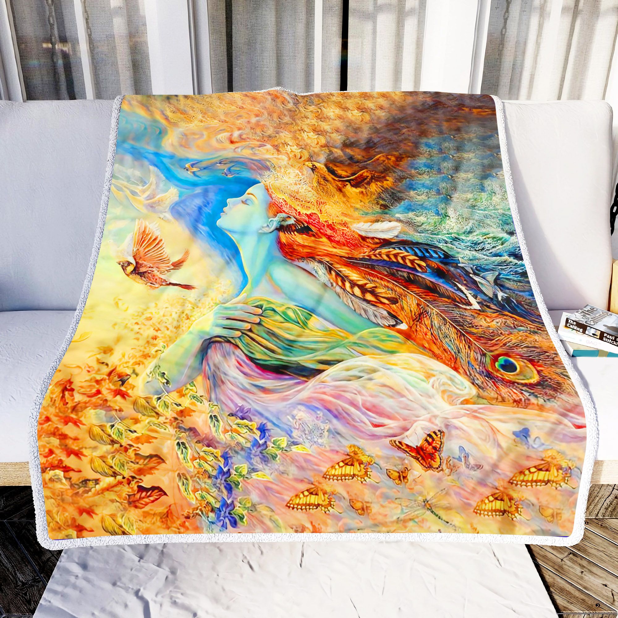 Girl And Butterflies Fleece Blanket