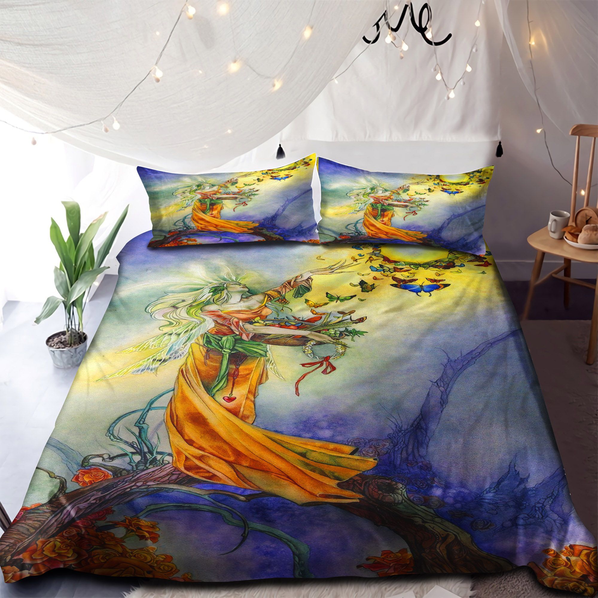 Girl And Butterflies Bedding Set