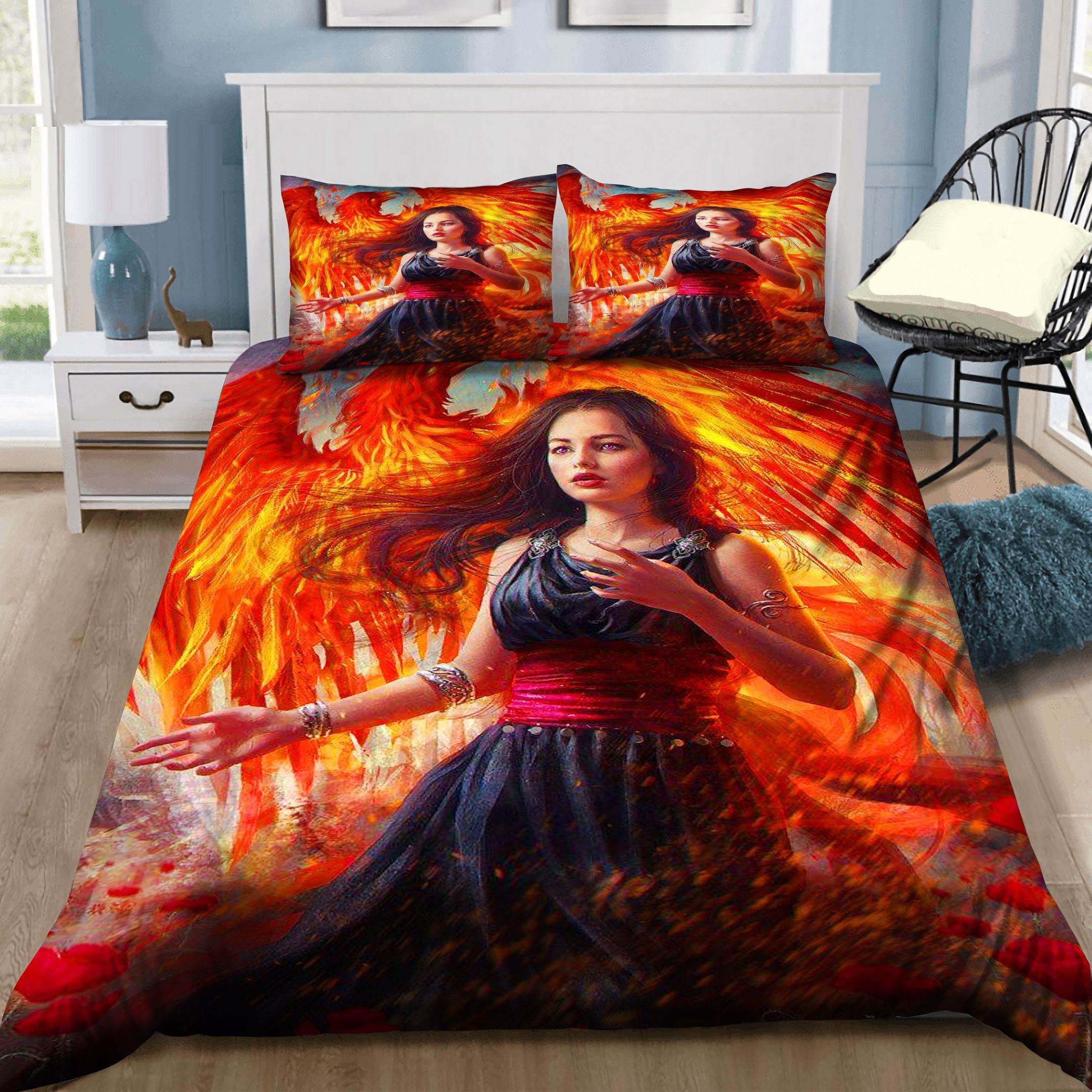 Girl And Phoenix Bedding Set