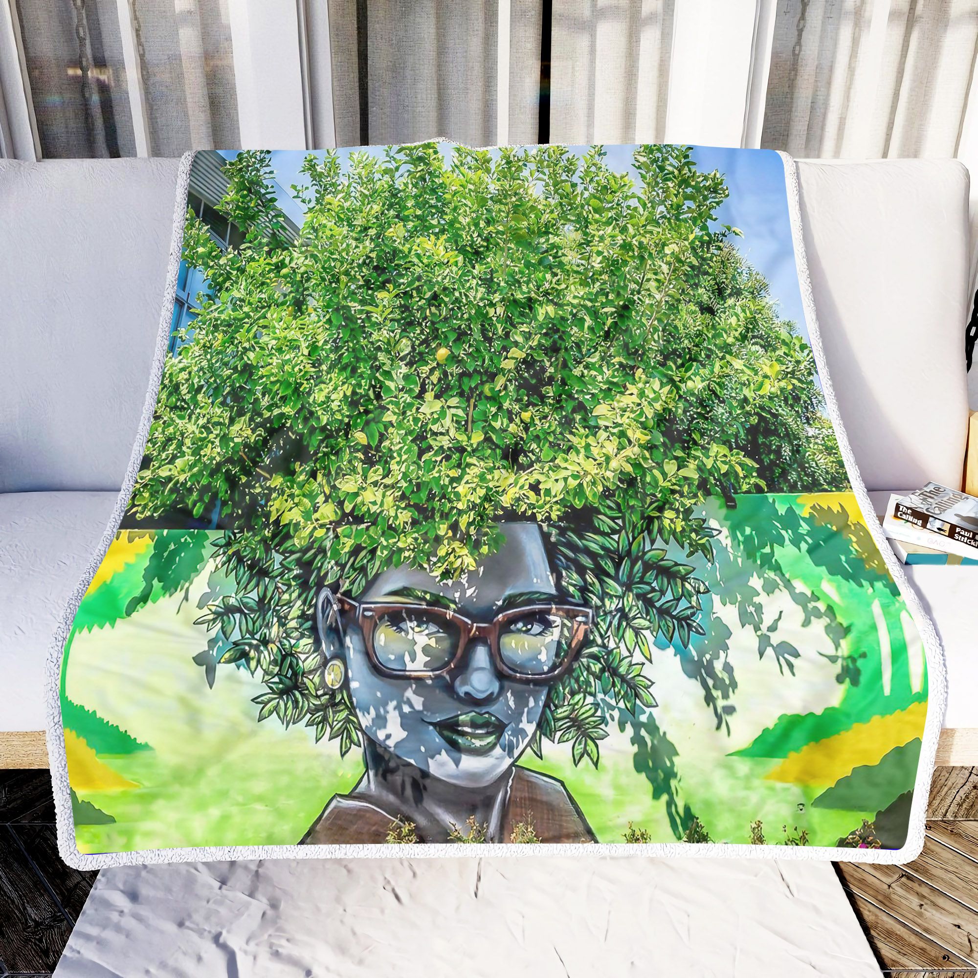 Girl And Tree Fleece Blanket
