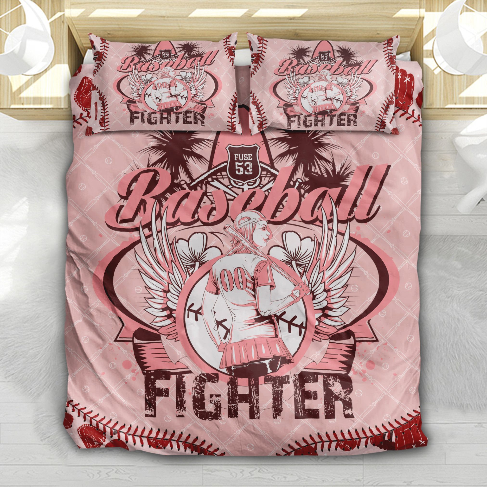 Girl Baseball Fighter Bedding Set