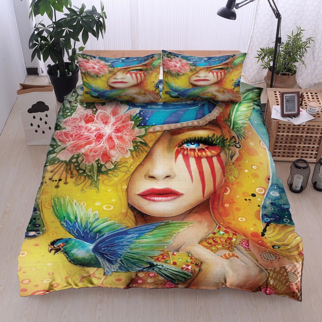 Girl Bird Flower Bedding Set